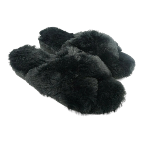 Secret Treasures Women's Black Faux Fur Slip On Slipper Shoes Size 9-10 (NWOT) - Picture 3 of 9